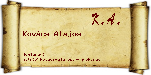 Kovács Alajos névjegykártya